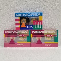 Lot of 3 Vintage Memorex DBS 60 Cassette Tape Pink Clear Retro - New Sealed - £10.19 GBP