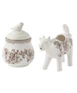 Pioneer Woman Agatha Stoneware Sugar Bowl & Creamer Set Brown White Home Gift - $67.11 CAD