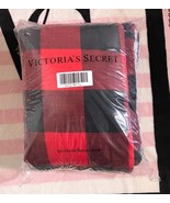 Victoria&#39;s Secret Pink Sherpa Red Black Buffalo Plaid Soft Throw Blanket - £94.35 GBP