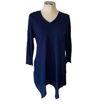 Chico’s Blue Knit Woven Long Sleeve Tunic Top Size 1/Small - £21.86 GBP