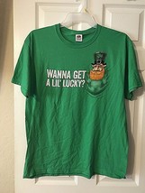 Wanna Get A Lil Luck Mens L Green Leprechaun Shamrock T-shirt NWT - £14.05 GBP
