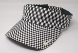Vintage Nike Plaid Black White Golf Visor Hat Y2K - $19.79