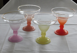 MidCentury 1950s 1960s Blendo WV Set 4 Margarita Glass Red Purple Pink Yellow - £23.55 GBP