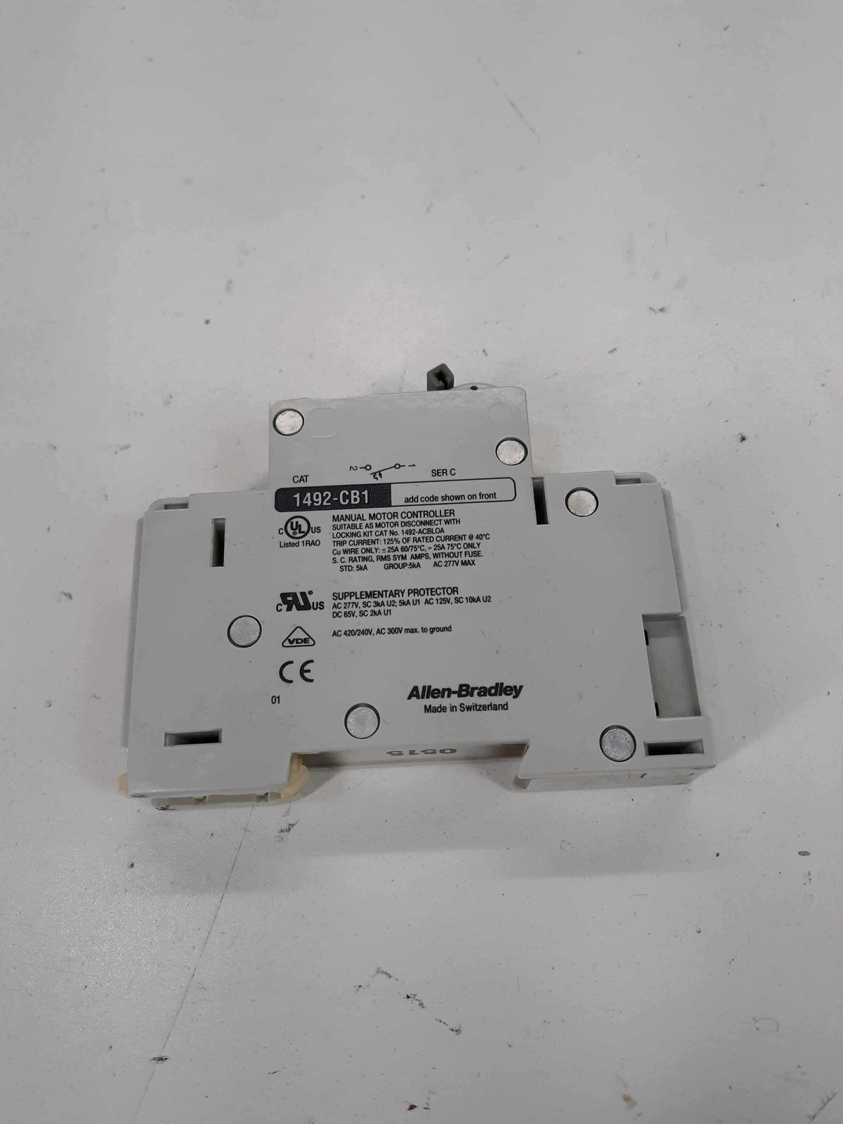 Allen-Bradley 1492-CB1 SER.C 1-Pole Circuit Breaker, 277V 1Amp  Item image 2