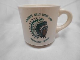 Old Vtg Cherokee Hills Scout Camp Coffee Cup Mug Advertising Piankeshaw Council - £23.73 GBP