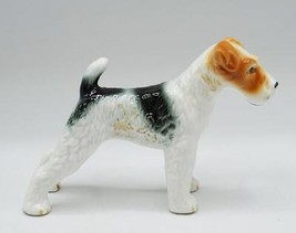 Fil à Poils Fox Terrier Chiot Porcelaine Figurine Japon - $49.03