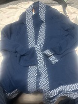 Ruby Rd. Cardigan  Women&#39;s  XL Fringe Kimono Open front  Swim Cover Blue - $4.99