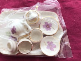 Lefton Miniature Tea Set Tray Sugar Bow Creamer 2 Cups &amp; Saucers &amp; a Spa... - £19.97 GBP
