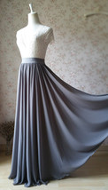GRAY Chiffon Maxi Skirt Summer Bridesmaid Custom Plus Size Chiffon Skirt image 3
