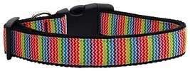 Zigzaggy Rainbow Nylon Dog Collar Medium Narrow - $26.99