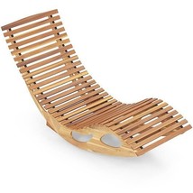 Acacia Wood Patio Rocking Sun Lounger Chaise Lounge with Ergonomic Curve... - $196.15