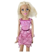 Barbie Just Play with Eyelashes Mattel My Size 27&quot; with Pink Dress Yellow Shoes - £36.91 GBP