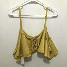 NWT Minkpink Arabella Flounce Top in Gold Shimmer Swimwear Top Women&#39;s S... - £11.64 GBP