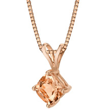 14K Rose Gold 0.75 Carat Cushion Cut Morganite Pendant - £180.26 GBP