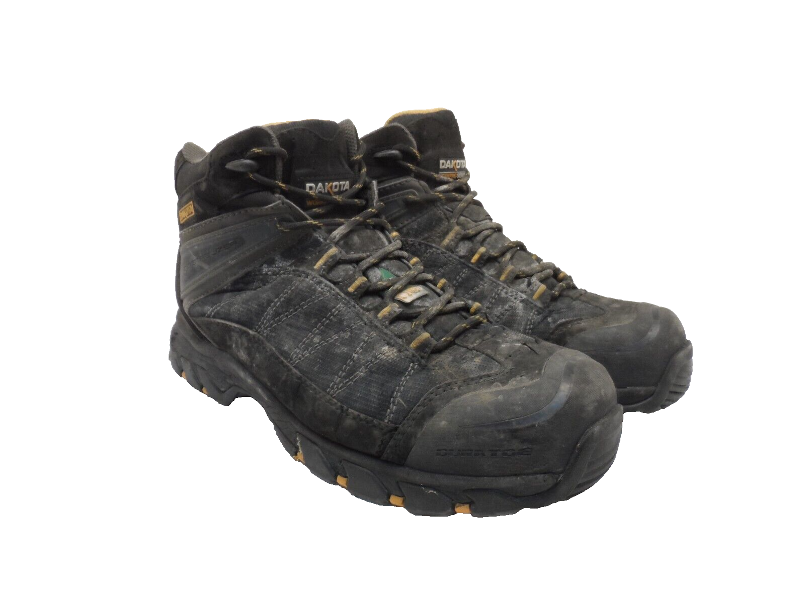 DAKOTA Men&#39;s Mid-Cut Quad Comfort Steel Toe CP Work Boots Black Size 12W/L - $28.49