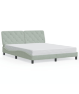 Bed Frame with LED Lights Light Gray 59.8&quot;x79.9&quot; Queen Velvet - £376.02 GBP