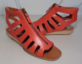 Via Spiga Size 7.5 M PARK Red Leather Wedge Sandals New Women&#39;s Shoes - $127.71