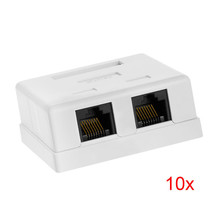 10Pcs 2-Port (Dual Port) Cat5E Rj45 Ethernet Surface Mount Box W/ Keystone Jack - £65.28 GBP