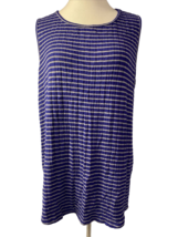 Chico&#39;s Zenergy Royal Blue and Gray Striped Scoop Neck Sleeveless Top Size XL - £7.50 GBP