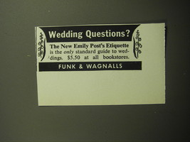 1958 Funk &amp; Wagnalls Book Ad - Emily Post&#39;s Etiquette - Wedding Questions - £14.53 GBP