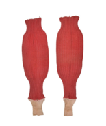 Vintage Leg Warmers Red Wool Solid Winter Ski Ribbed Bunch Knit Long - £18.70 GBP