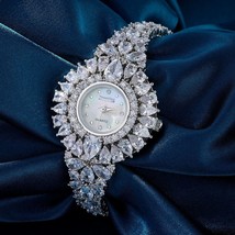 18k White Gold Plated Bollywood Style Watch Fashion Bracelet CZ Jewelry Set - £221.57 GBP