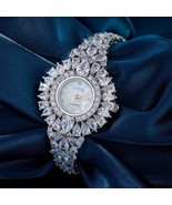 18k White Gold Plated Bollywood Style Watch Fashion Bracelet CZ Jewelry Set - £215.38 GBP