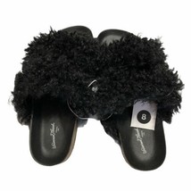 NWT Universal Thread Womens Size 8 Black Faux Fur Slide Sandals  Ember Shoes - £2.54 GBP