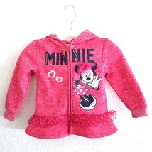 Disney Minnie Mouse Pink Hooded Full Zip Sweater Sweatshirt Top Toddler Girls 4T - £11.92 GBP
