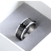 316L Stainless Steel 8mm &quot;Our Father Prayer&quot; Black Rotation Ring - FAST SHIPPING - £14.32 GBP