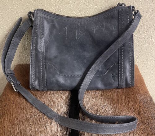 Frye Melissa Zip Satchel Leather Crossbody Handbag Charcoal Gray - £62.11 GBP
