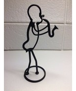 4" Wire, Nails, Screw Sculpture- Saxophone Player Painted Black - $5.00