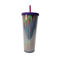 Starbucks Rare 2015 Rainbow Iridescent Foil Cold Cup 24 oz Tumbler Purple - $49.50
