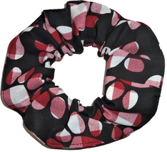 Christmas Red Plaid Paws Prints Black Fabric Hair Scrunchie Handmade by ... - £5.47 GBP