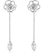 18K Gold-Plated 925 Sterling Silver Rose Earring Set, 2 in 1 Rose Stud  ... - £15.14 GBP