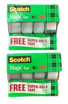 Lot of 2 Scotch Magic Tape w/ Bonus Super Hold Tape. Total 8 Rolls 3/4 in - £13.65 GBP