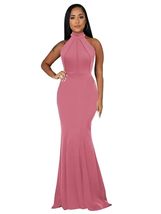 Women&#39;s Solid Color Dress Back Zipper Sleeveless Pleated Dress Evening P... - $58.79