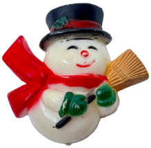 Hallmark Cards Snowman Pin Brooch Christmas Holidays 1980s Broom Plastic... - £3.13 GBP
