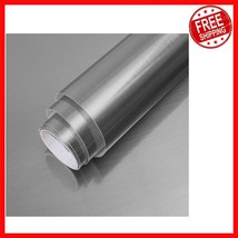 Elegant Silver Stainless Steel Wallpaper - Self-Adhesive, Removable 17.7... - $27.15