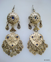 vintage antique tribal old silver earrings tribal belly dance jewelry gypsy - $221.76