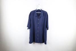 Vintage Tommy Bahama Mens XL Silk Big Wave Cigar Collared Button Shirt Blue - $89.05