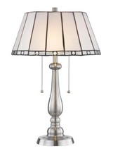 Table Lamp Dale Tiffany Adrianna 2-Light Brushed Nickel Silver Metal - £219.88 GBP