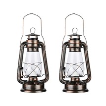 Pack Of 2 Vintage Rustic Accent Old Fashioned Electric Lantern Oil Lamp With Edi - £118.01 GBP