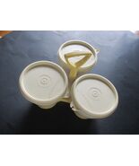 7 Pc Set Tupperware Condiment Caddy  #733 Harvest Gold W/ Off White Cups... - $9.89