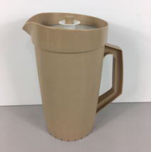Tupperware Pitcher 800-8 &amp; Push-Button Lid 801-6 Set Solid Almond Tan Co... - $11.87