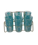 MCM Atomic Starburst Blue Teal Turquoise Highball Glasses with Original ... - €251,96 EUR