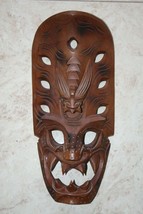 XXL 18&quot; Hand Made Beautifully Carved Asian Wooden Mask Fantastic Display... - £94.96 GBP