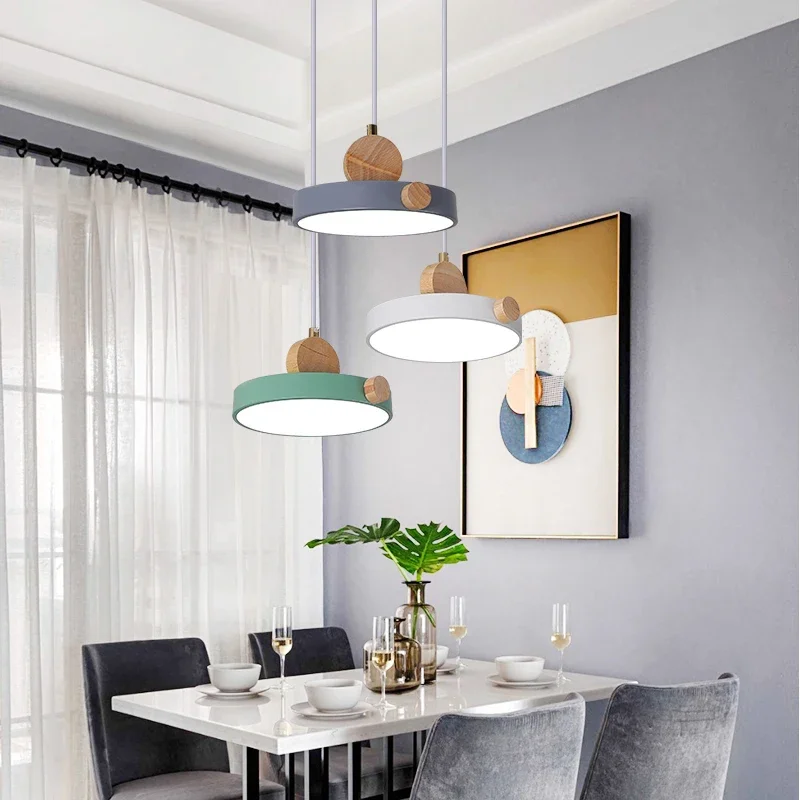 Nordic LED Pendant Lamp macarons color Creative Pendant Light living room - $33.06+