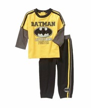 Nwt Dc Comics Batman Baby Boys L/S 2-Fer Tee &amp; Pants Set Sz 0/3M 3/6M So Cute!! - £6.81 GBP