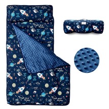 Toddler Nap Mat, Rollup Design Kid Sleeping Mat With Removable Pillow &amp; Minky Bl - £46.68 GBP